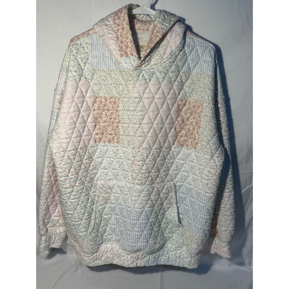 Sunkissed Coconut Quilted Patchwork Floral Hoodie Pastel Cottagecore Pullover